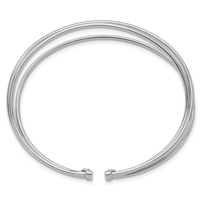 Sterlingsilber Rhodiniert Poliert Flexibel Manschette Armreif