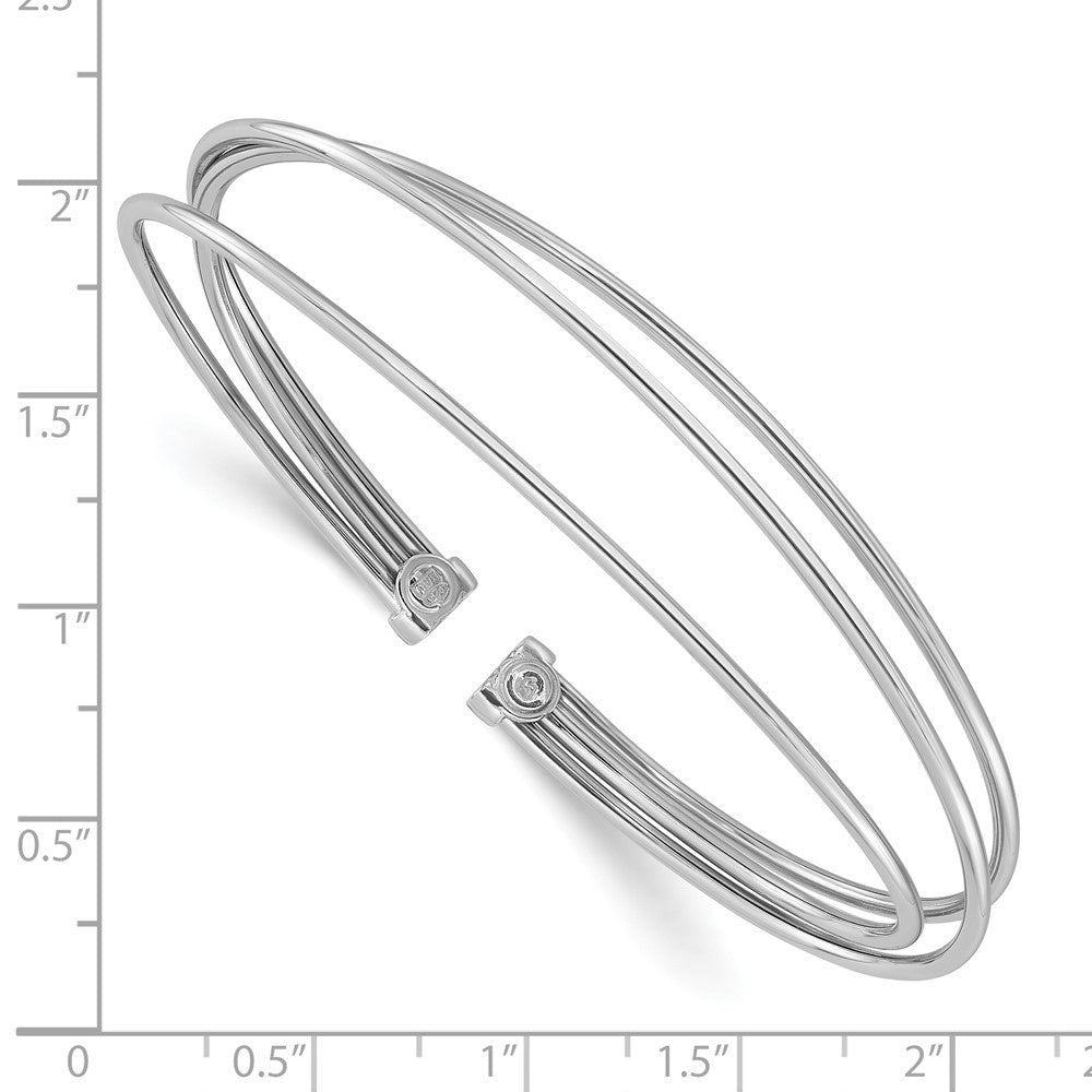 Sterlingsilber Rhodiniert Poliert Flexibel Manschette Armreif