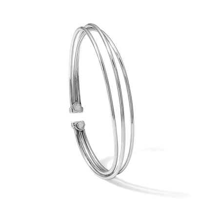 Sterlingsilber Rhodiniert Poliert Flexibel Manschette Armreif