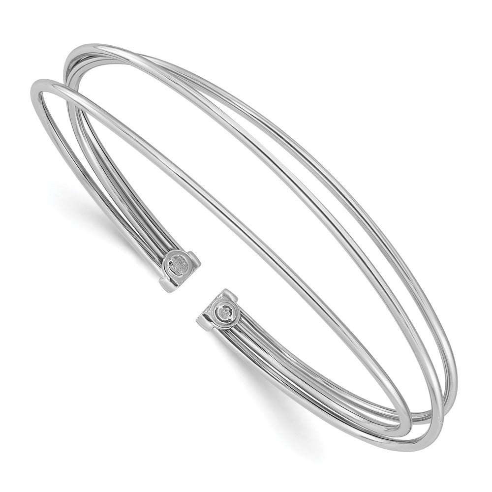 Sterlingsilber Rhodiniert Poliert Flexibel Manschette Armreif