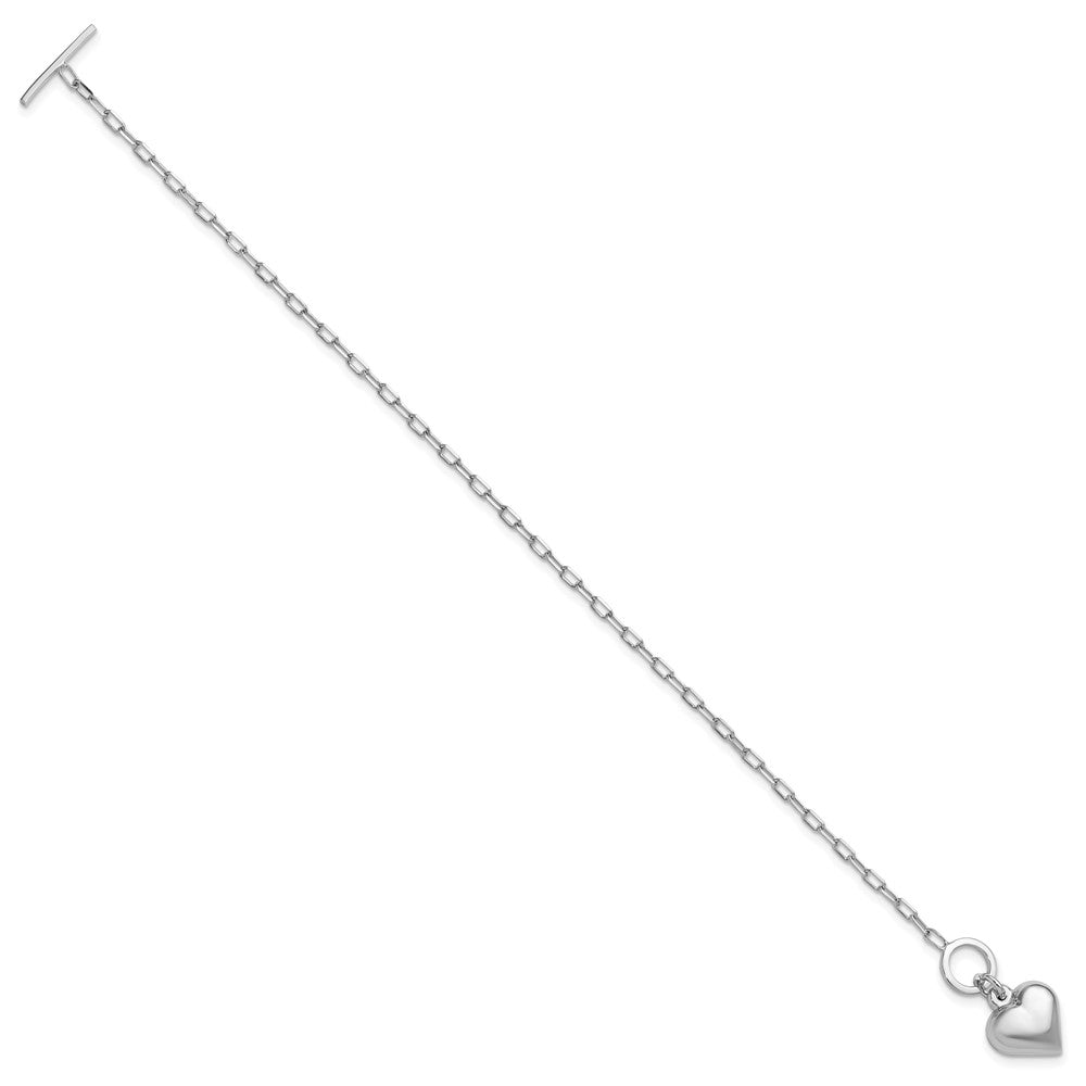 Sterlingsilber Rhodiniert Poliert Herz Knebel Armband