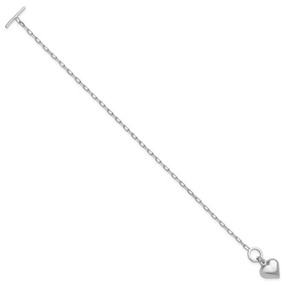 Sterlingsilber Rhodiniert Poliert Herz Knebel Armband