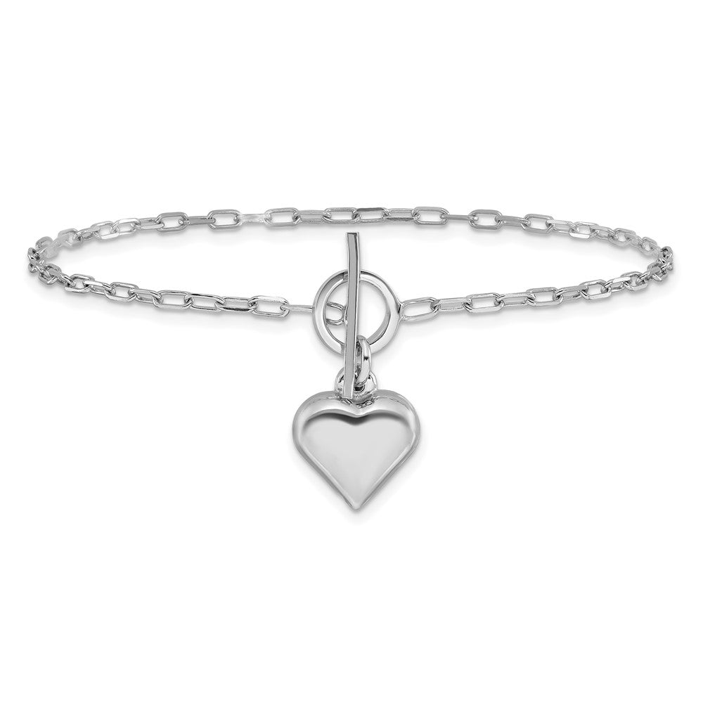 Sterlingsilber Rhodiniert Poliert Herz Knebel Armband