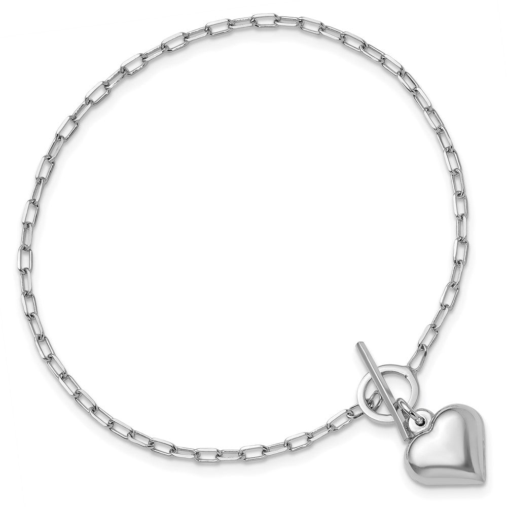 Sterlingsilber Rhodiniert Poliert Herz Knebel Armband
