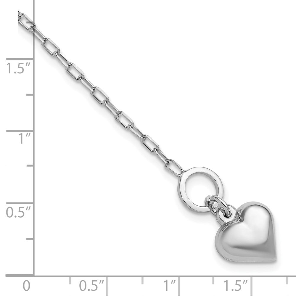 Sterlingsilber Rhodiniert Poliert Herz Knebel Armband
