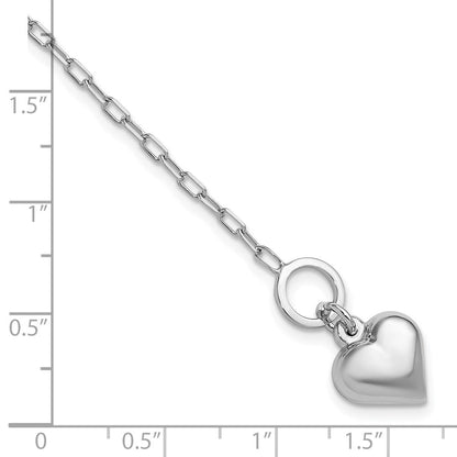 Sterlingsilber Rhodiniert Poliert Herz Knebel Armband