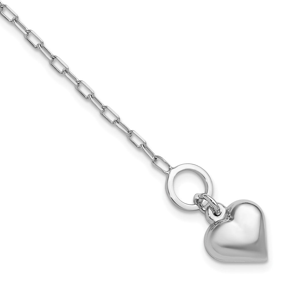 Sterlingsilber Rhodiniert Poliert Herz Knebel Armband
