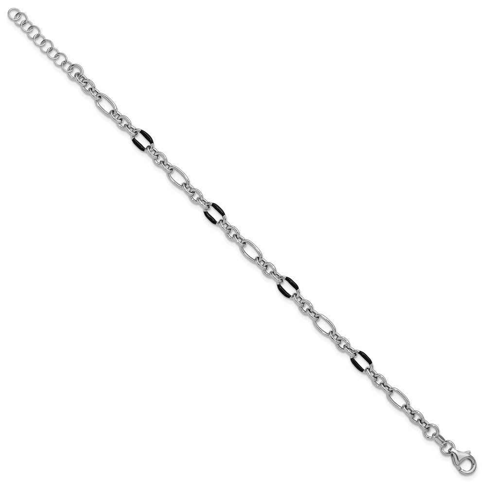 Sterlingsilber Rhodium Plt Emaille Glieder mit 1 Zoll Verlängerung. Armband