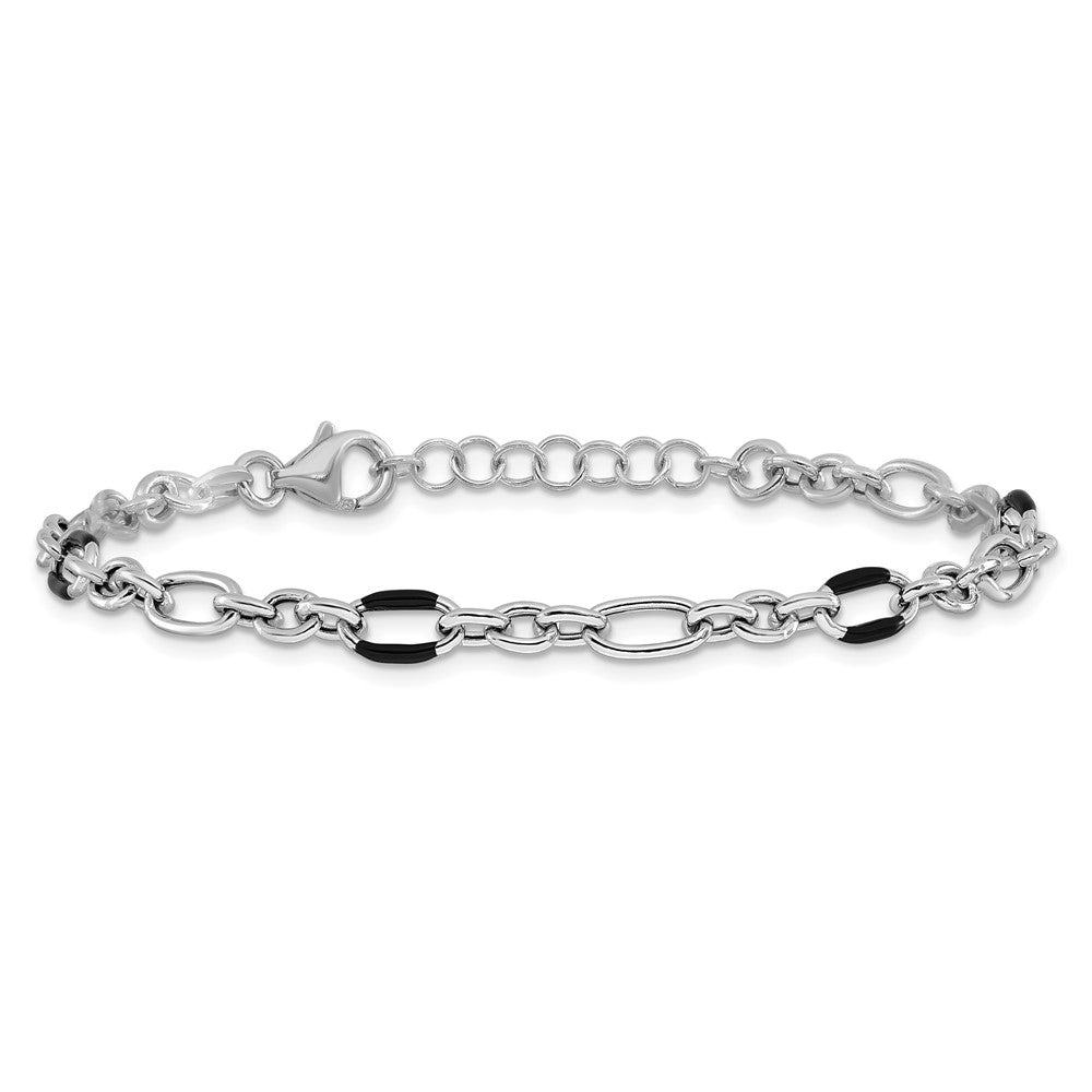 Sterlingsilber Rhodium Plt Emaille Glieder mit 1 Zoll Verlängerung. Armband