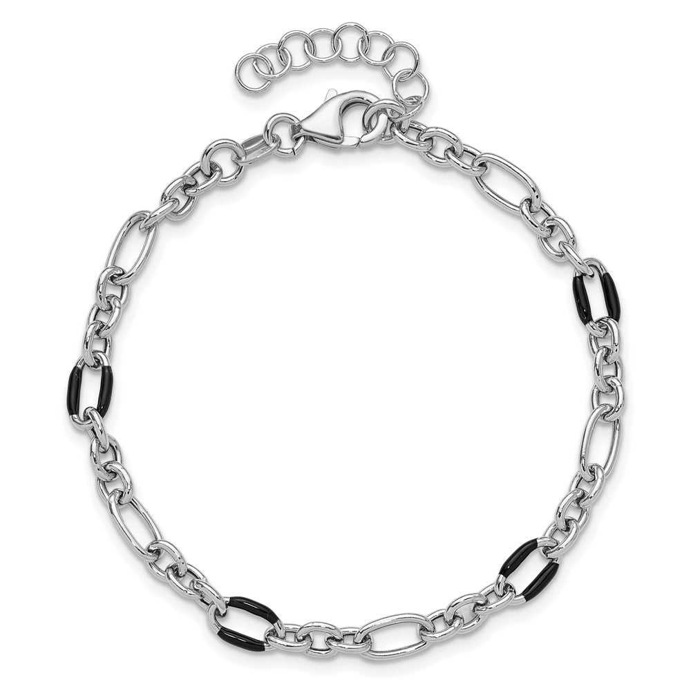 Sterlingsilber Rhodium Plt Emaille Glieder mit 1 Zoll Verlängerung. Armband