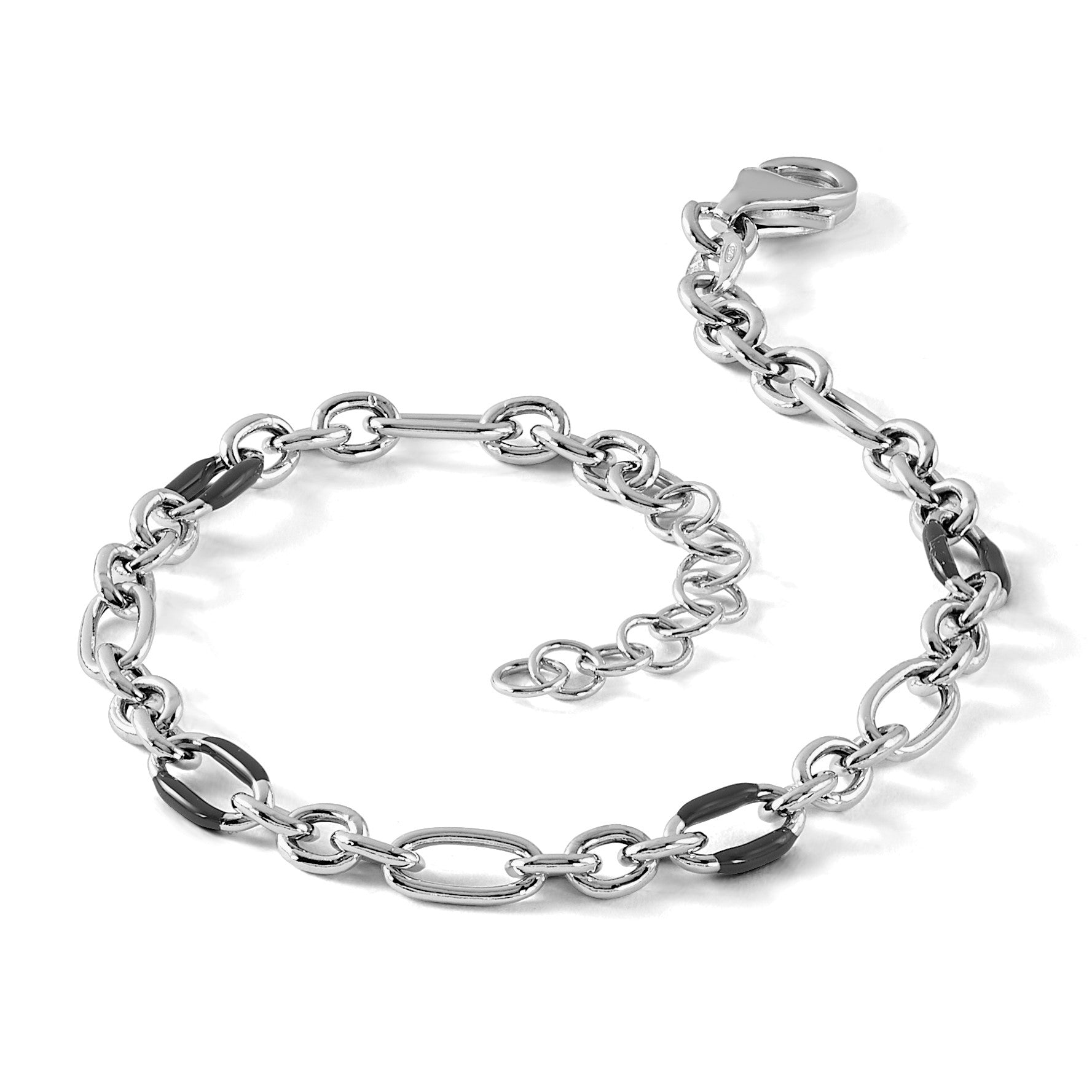 Sterlingsilber Rhodium Plt Emaille Glieder mit 1 Zoll Verlängerung. Armband
