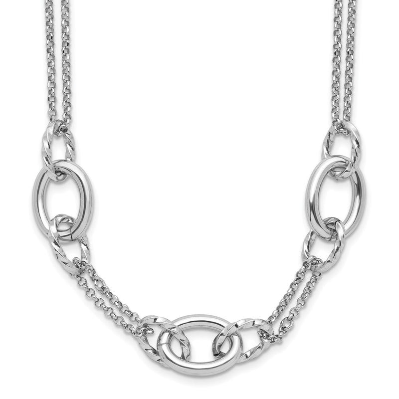 Sterlingsilber Rhodiniert Fantasieglieder mit 2 Zoll Verlängerung. Halskette