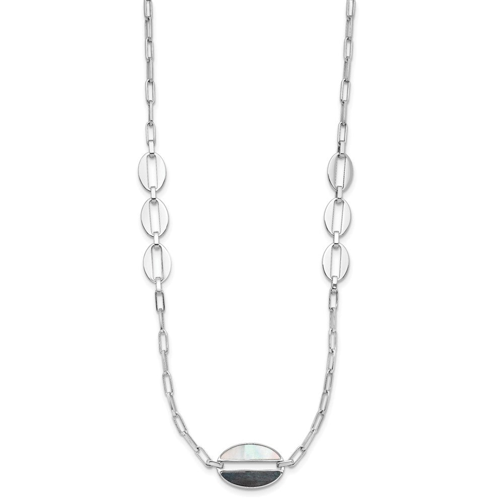 Sterlingsilber Rhodiniert Schwarz und Weiß Perlmutt Halskette