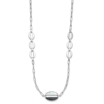 Sterlingsilber Rhodiniert Schwarz und Weiß Perlmutt Halskette