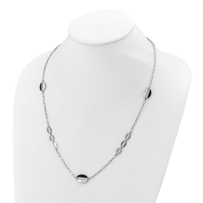 Sterlingsilber Rhodiniert Schwarz und Weiß Perlmutt Halskette