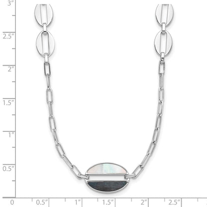 Sterlingsilber Rhodiniert Schwarz und Weiß Perlmutt Halskette