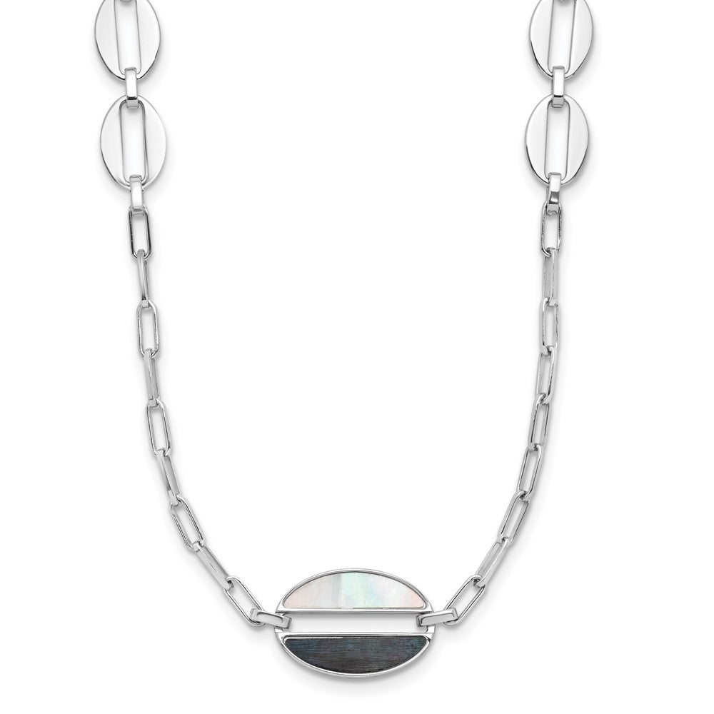 Sterlingsilber Rhodiniert Schwarz und Weiß Perlmutt Halskette