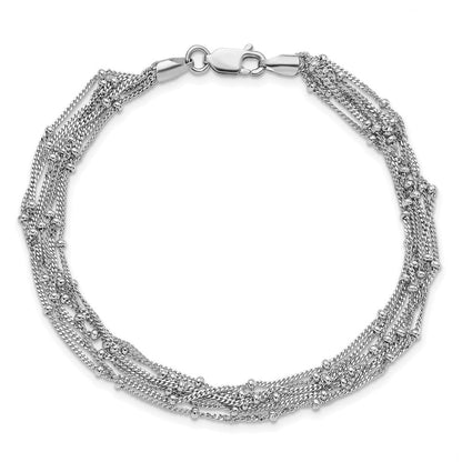 7.5 Zoll Sterlingsilber Seven Strang Gekugelt Armband