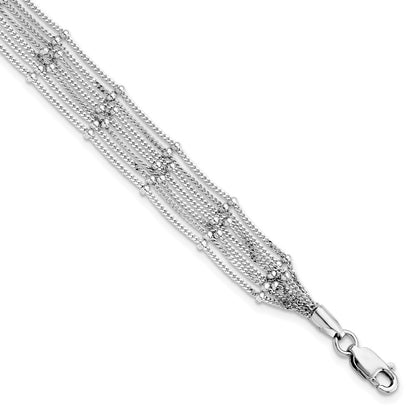 7.5 Zoll Sterlingsilber Seven Strang Gekugelt Armband
