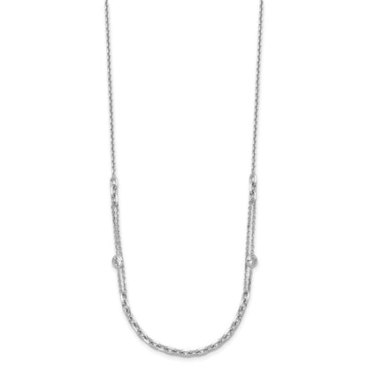 Sterlingsilber Rhodiniert Zirkonia mit 2 Zoll Verlängerung. Halskette