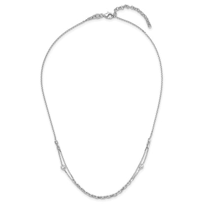 Sterlingsilber Rhodiniert Zirkonia mit 2 Zoll Verlängerung. Halskette