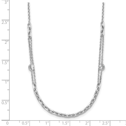 Sterlingsilber Rhodiniert Zirkonia mit 2 Zoll Verlängerung. Halskette