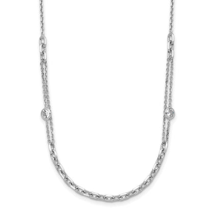 Sterlingsilber Rhodiniert Zirkonia mit 2 Zoll Verlängerung. Halskette