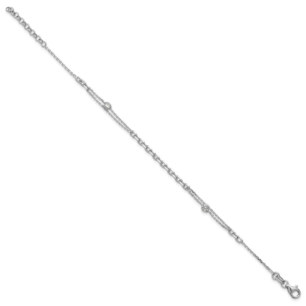 Sterlingsilber Rhodiniert Zirkonia mit 1 Zoll Verlängerung. Armband