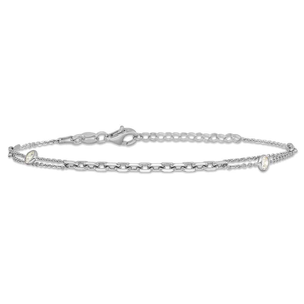 Sterlingsilber Rhodiniert Zirkonia mit 1 Zoll Verlängerung. Armband