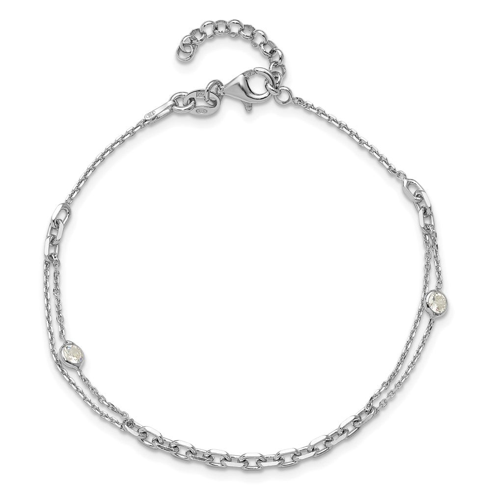 Sterlingsilber Rhodiniert Zirkonia mit 1 Zoll Verlängerung. Armband