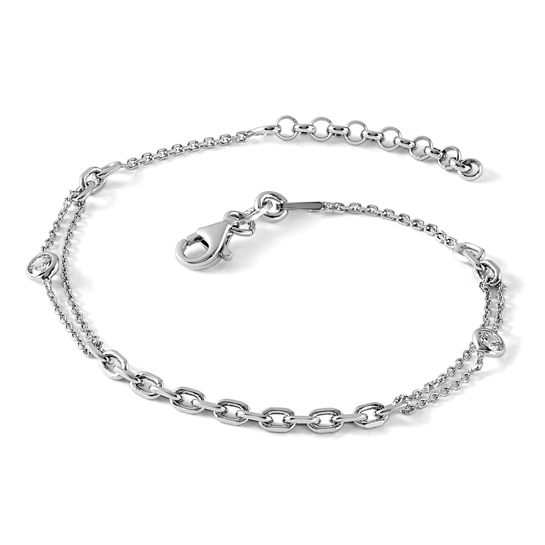 Sterlingsilber Rhodiniert Zirkonia mit 1 Zoll Verlängerung. Armband