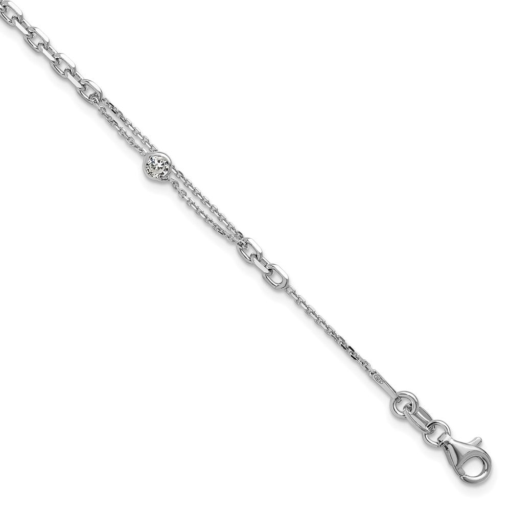 Sterlingsilber Rhodiniert Zirkonia mit 1 Zoll Verlängerung. Armband