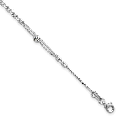 Sterlingsilber Rhodiniert Zirkonia mit 1 Zoll Verlängerung. Armband