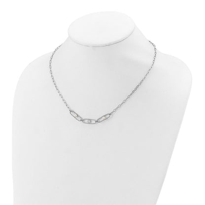 Sterlingsilber Rhodiniert Zirkonia und Kristall Perle 2 Zoll Verlängerung. Halskette