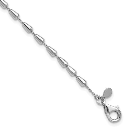 Sterlingsilber Rhodiniert Poliert 7 Zoll mit 1 Zoll Verlängerung. Armband