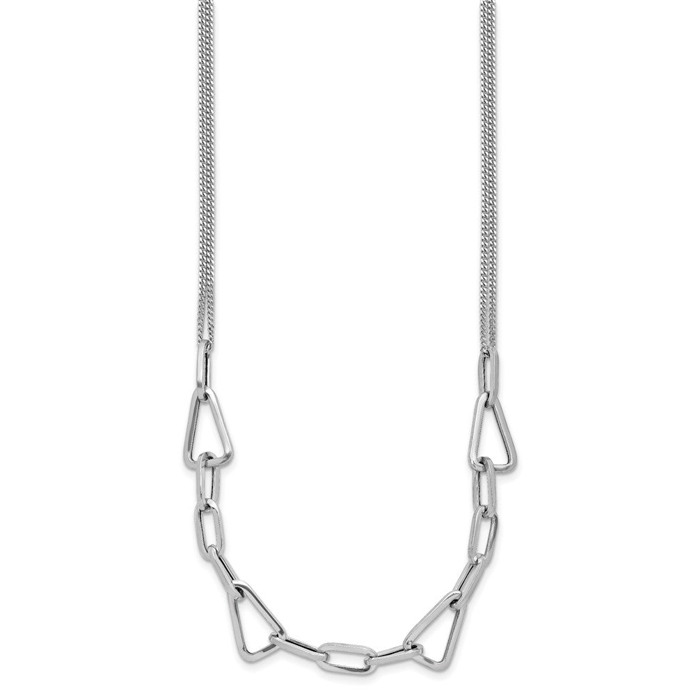 Sterlingsilber Rhodiniert Pl Pol. Geometric 2 Strang 2 Zoll Verlängerung. Halskette