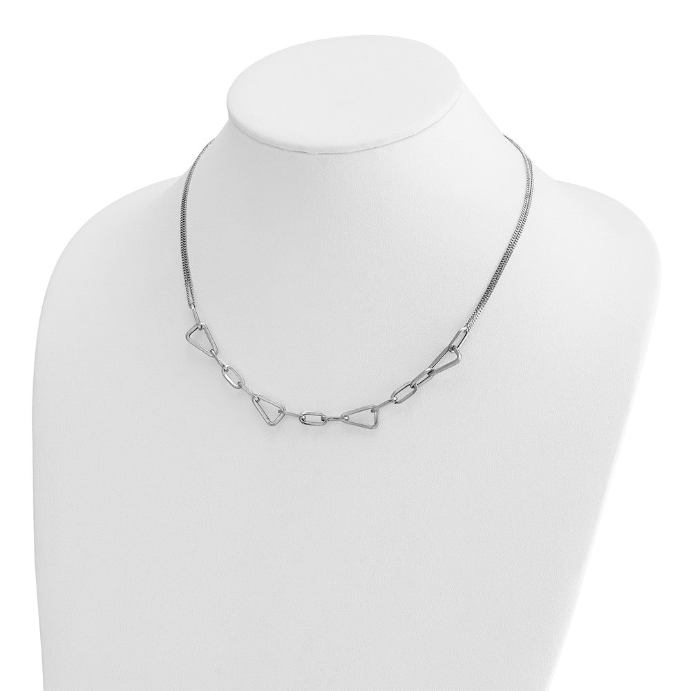 Sterlingsilber Rhodiniert Pl Pol. Geometric 2 Strang 2 Zoll Verlängerung. Halskette