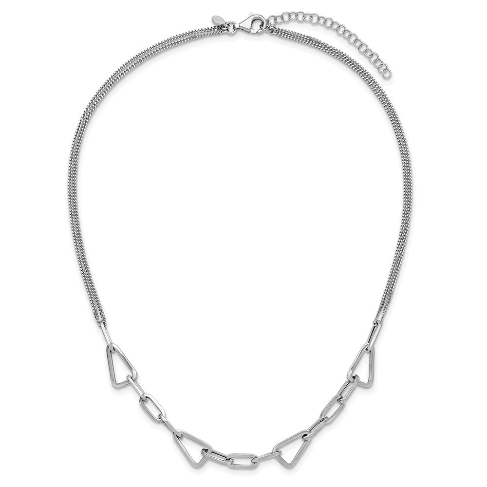 Sterlingsilber Rhodiniert Pl Pol. Geometric 2 Strang 2 Zoll Verlängerung. Halskette