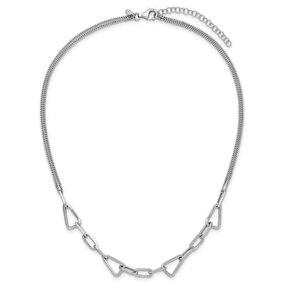 Sterlingsilber Rhodiniert Pl Pol. Geometric 2 Strang 2 Zoll Verlängerung. Halskette