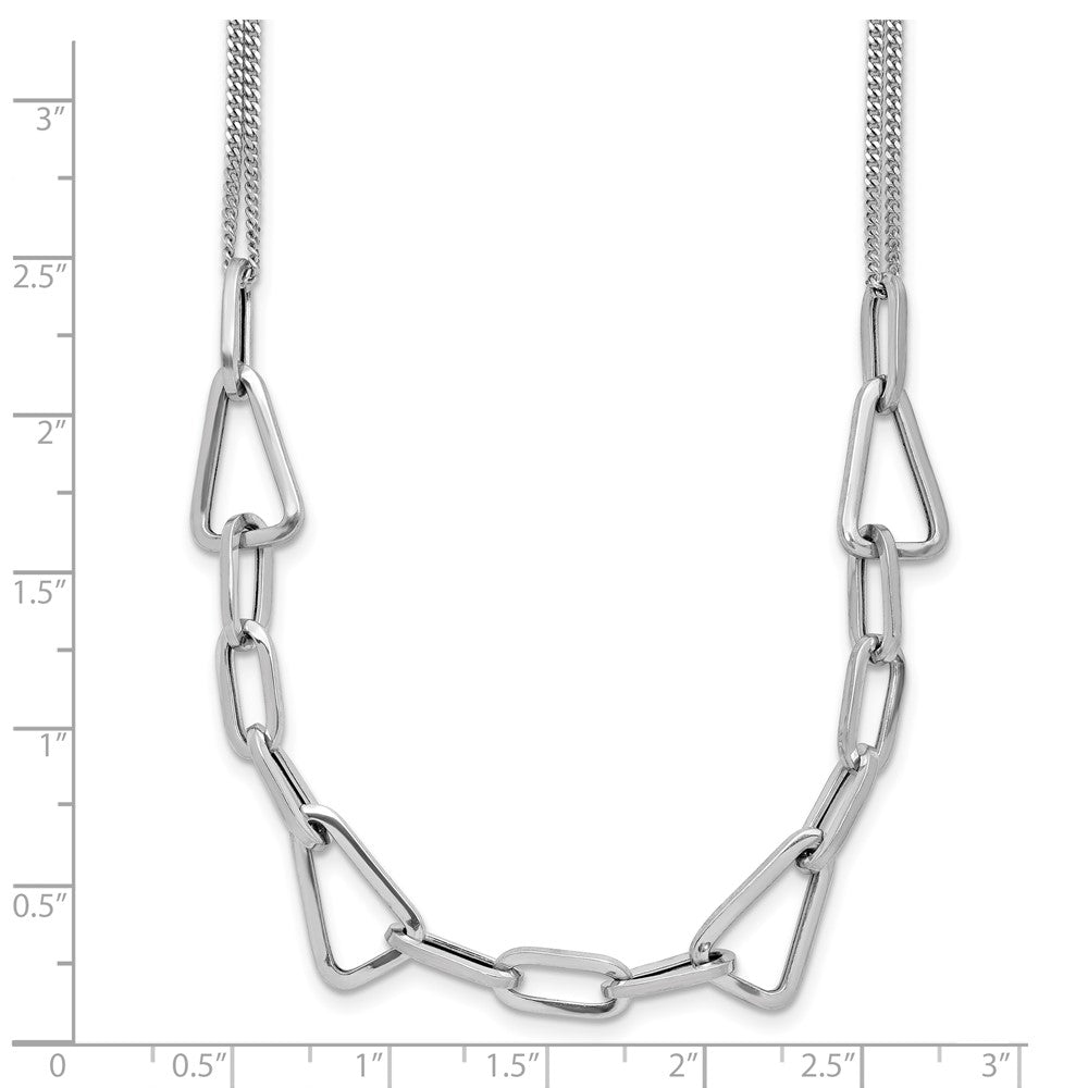Sterlingsilber Rhodiniert Pl Pol. Geometric 2 Strang 2 Zoll Verlängerung. Halskette