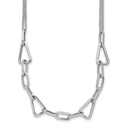 Sterlingsilber Rhodiniert Pl Pol. Geometric 2 Strang 2 Zoll Verlängerung. Halskette