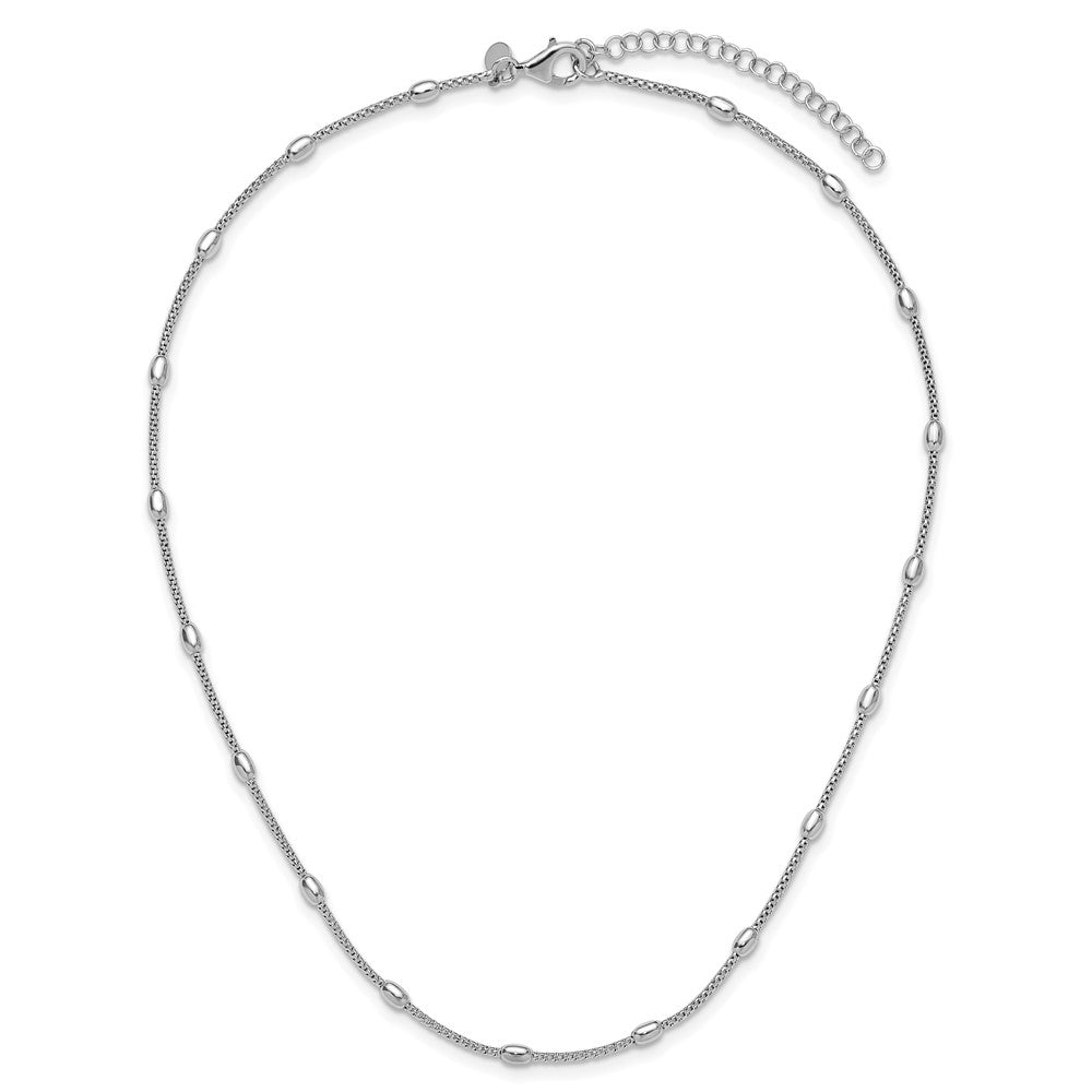 Sterlingsilber Rhodiniert Fantasie Perle 2 Zoll Verlängerung. Halskette