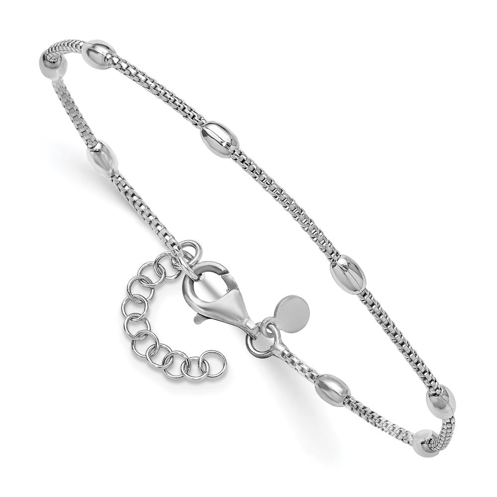 Sterlingsilber Rhodiniert Fantasie Perle 1 Zoll Verlängerung. Armband