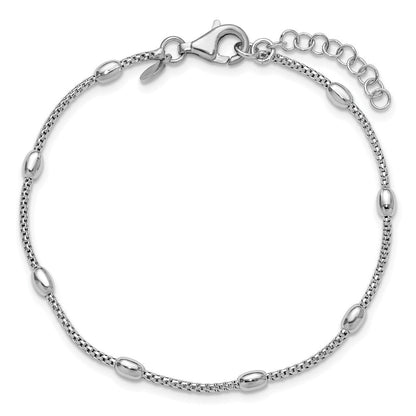 Sterlingsilber Rhodiniert Fantasie Perle 1 Zoll Verlängerung. Armband