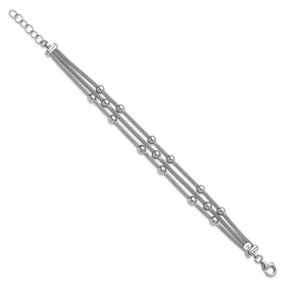 Sterlingsilber Ss Rhodiniert Poliert 3 Strang Perle 1 Zoll Verlängerung. Armband