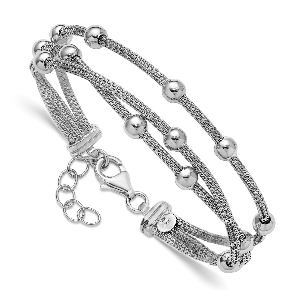 Sterlingsilber Ss Rhodiniert Poliert 3 Strang Perle 1 Zoll Verlängerung. Armband