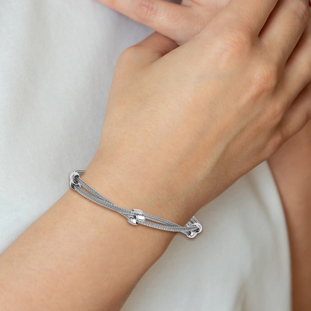 Sterlingsilber Ss Rhodiniert Poliert 2 Strang Perle 1 Zoll Verlängerung. Armband