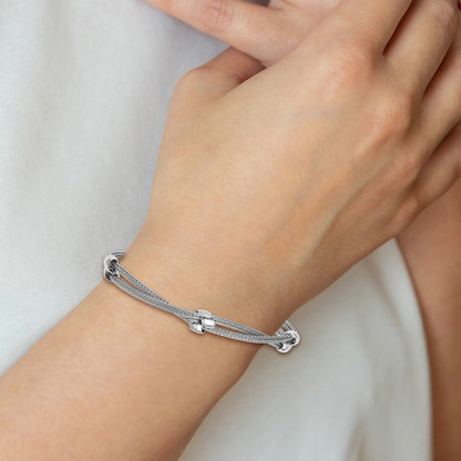 Sterlingsilber Ss Rhodiniert Poliert 2 Strang Perle 1 Zoll Verlängerung. Armband