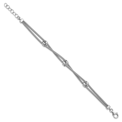 Sterlingsilber Ss Rhodiniert Poliert 2 Strang Perle 1 Zoll Verlängerung. Armband
