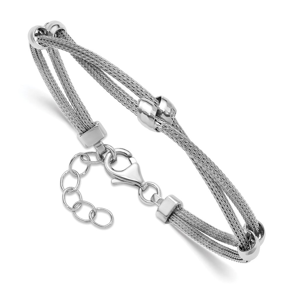 Sterlingsilber Ss Rhodiniert Poliert 2 Strang Perle 1 Zoll Verlängerung. Armband